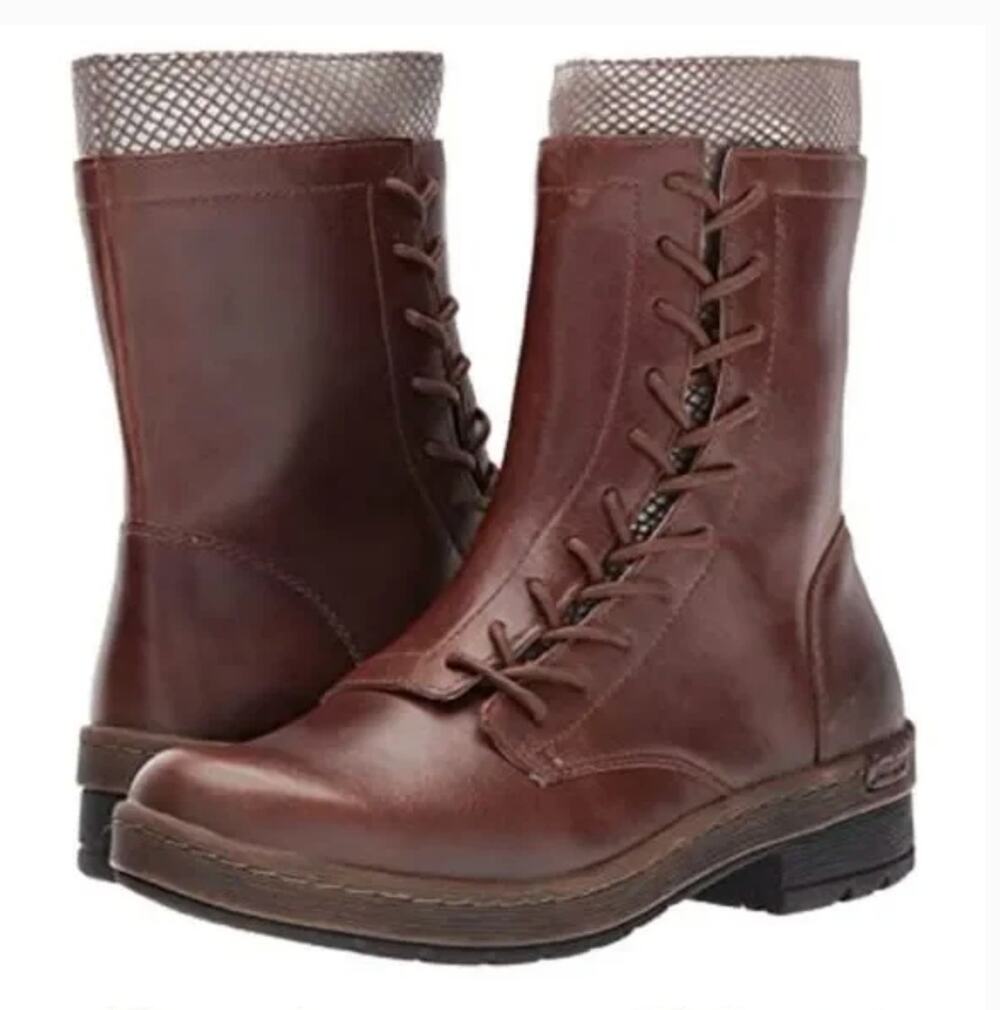 Jambu Chestnut Leather Boots 8.5 NWT Brown Mid Calf Ankle Booties Lace Boho